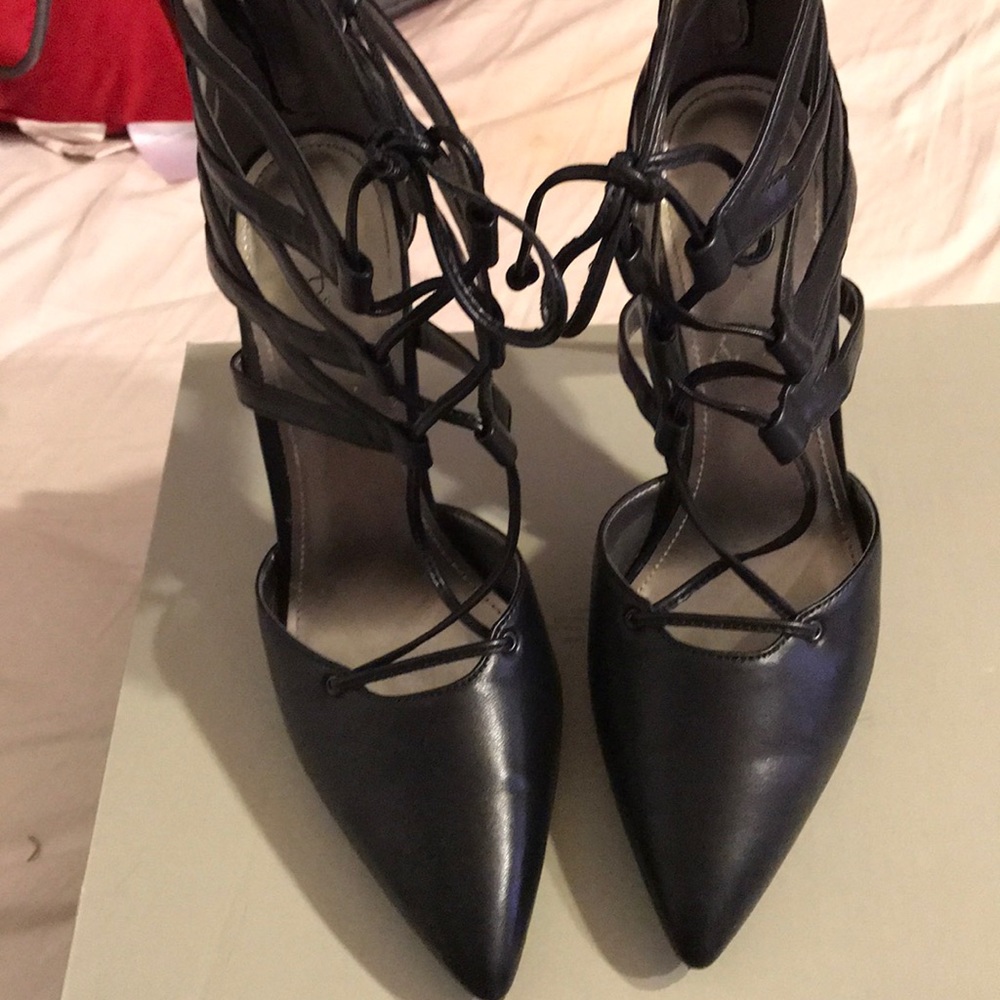 Black lace high heels